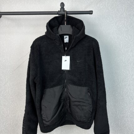 nıke unisex siyah kapşonlu peluş hırka
